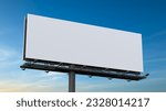 Outdoor billboard mockup on blue sky background. 3d illustration