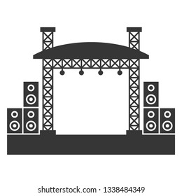 Outdoor Concert Stage Constructions With Sound System Icon.
