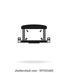 Outdoor Concert Stage Icon. Simple Flat Music Equipment Pictogram. Podium Symbol.