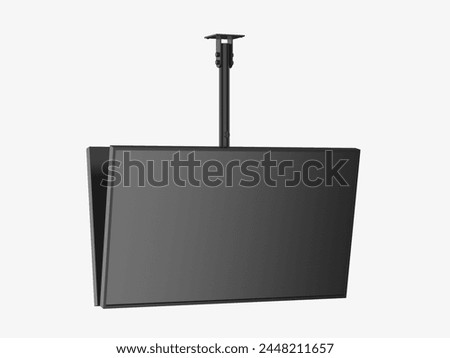 Outdoor digital ceiling mounted display screen blank template, 3d illustration.