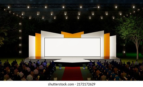 Outdoor Event Stage Mockup, 3d Rendering. 3d Illustration.