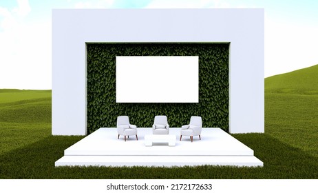 Outdoor Event Stage Mockup, 3d Rendering. 3d Illustration.