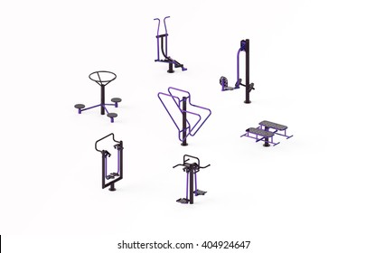 Outdoor  Gym Fitness Exercise Equipment - 3d Illustration