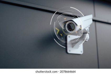 Outdoor Security camera. CCTV, secure, monitoring concept. 3d rendering