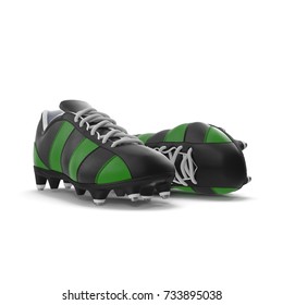 Outdoor Soccer Cleats Shoes On White. 3D Illustration