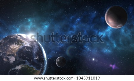 Outer space planet Earth Mars sun astrology milky way solar system galaxy universe. Elements of this image furnished by NASA.