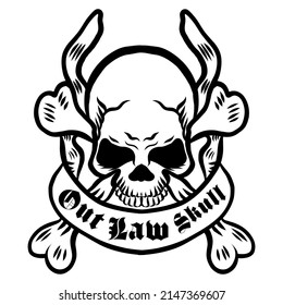 Outlaw Skull Illustration. Logo And Tattoo Concept.