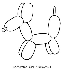 Outline Balloon Dog For Party. Isolated Stock Illustration