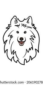 Outline Of A Black Fluffy Dog ​​on A White Background