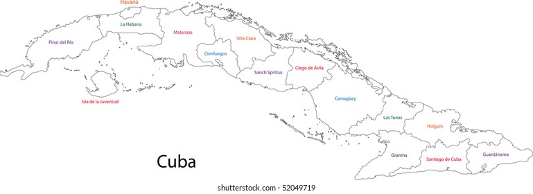 Outline Cuba Map Provinces Stock Vector (Royalty Free) 51134869 ...