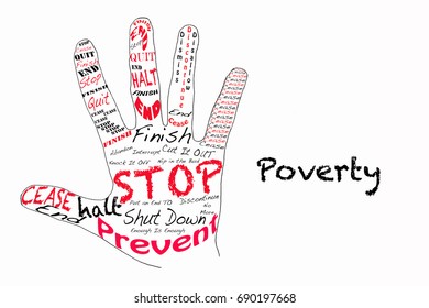 Outline of hand with text synonymous with Stop gesturing on white with black text graphics 