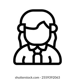 An outline icon of a professional businesswoman representing female leadership. - Powered by Shutterstock