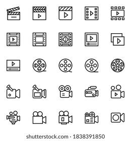 Outline Icons Cinema Multimedia Stock Illustration 1838391850 ...