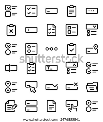 Outline icons set for Form fields, tasks, documents.
