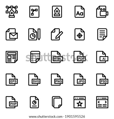Outline icons for web design and development.