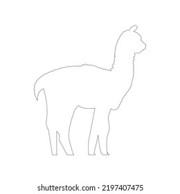 Outline Of A Lama Isolated On White Background