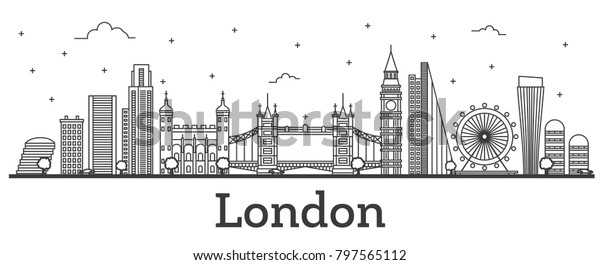 Outline London England City Skyline Modern Stock Illustration 797565112