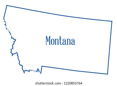 Outline Map State Montana Isolated Stock Illustration 1220855764