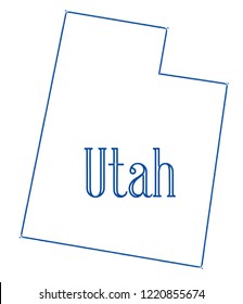 Outline Map Of The State Of Utah On A White Background