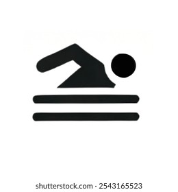 Outline of a person swimming, designed for universal use in water safety, pool signage, and sports marketing - Powered by Shutterstock