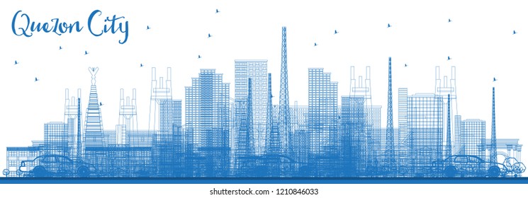 Outline Quezon City Philippines Skyline Blue Stock Illustration   Outline Quezon City Philippines Skyline 260nw 1210846033 