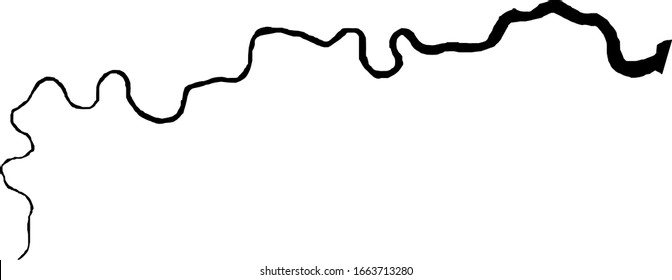 the outline of the river Thames as it runs through London