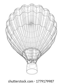 Outline Or Sketch Hot Air Balloon. 3D Illustration