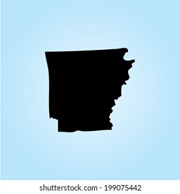 Outline of the State of Arkansas of the United States of America with water background