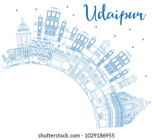 Outline Udaipur India City Skyline Blue Stock Illustration 1029186955 ...