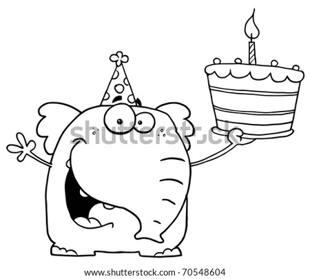Outlined Birthday Elephant