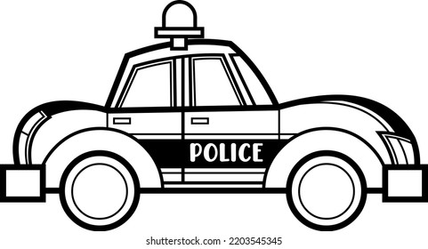 Outlined Cartoon Police Car Raster Hand Stock Illustration 2203545345 ...