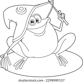 Outlined Cute Frog Cartoon