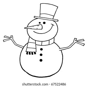 Black White Coloring Page Outline Snowman Stock Illustration 70627258