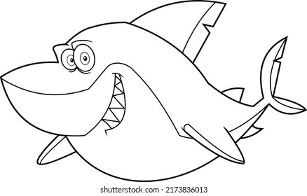 Outlined Great White Shark Cartoon Character Stock Illustration ...