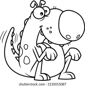 Outlined Happy Dino Dog Cartoon Character Stock Illustration 2135015087 ...