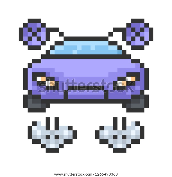 Outlined pixel icon of flying
car