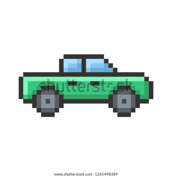 Outlined pixel icon of pickup\
truck