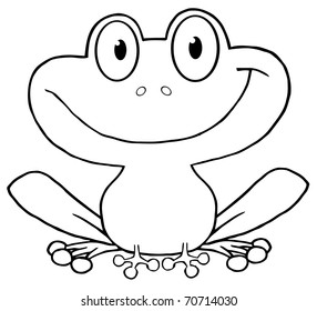 Colorless Funny Cartoon Frog Vector Illustration Stock Vector (Royalty ...