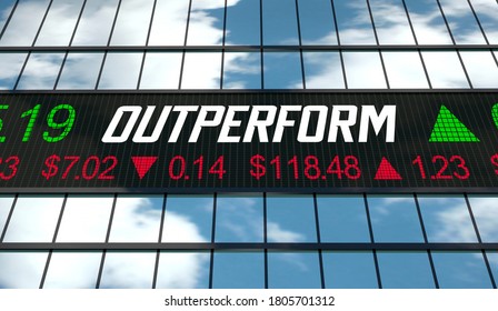 Outperform Exceed Expectations Stock Market Ticker Share Prices 3d Illustration