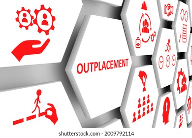OUTPLACEMENT concept cell background 3d illustration