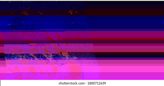 Outrun retrowave synthwave style blue, pink, black pixelated glitch art. Abstract futuristic texture background. Raw irregular lines of color. Broken digitally distorted corrupted image with scanlines