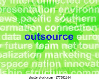 Outsource Word Cloud Showing Subcontract And Freelance
