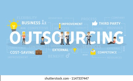 Outsourcing concept illustration. Idea of finding new staff and sources.