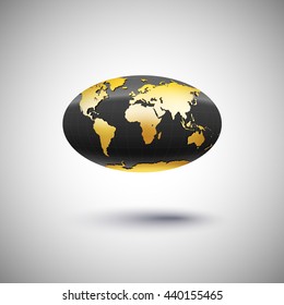 Oval Black Golden Surround The Globe With Shadow