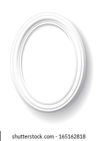 Oval Frame Is On White Background.