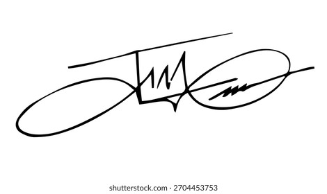 Overall Style and Form: The image features a highly stylized logo or signature, drawn with thick, flowing, connected lines, resembling calligraphy or artistic cursive.