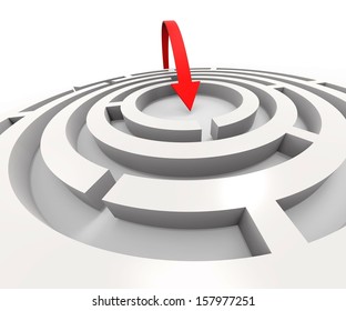 Overcome Maze Shows Solving Or Achieving Puzzle Success