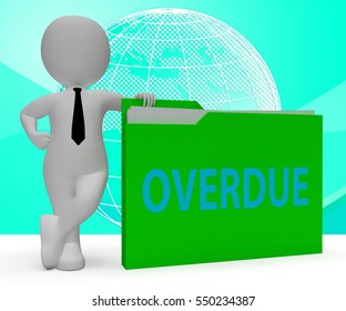 Overdue Folder Character Meaning Behind Time 3d Rendering