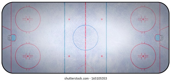 An Overhead View Of An Ice Hockey Rink Complete With Markings.