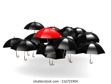 Overhead View of Many Umbrellas
